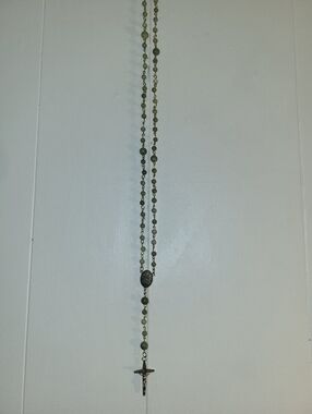 Vintage Irish Connemara Marble Rosary – Green Beaded Catholic Prayer Beads